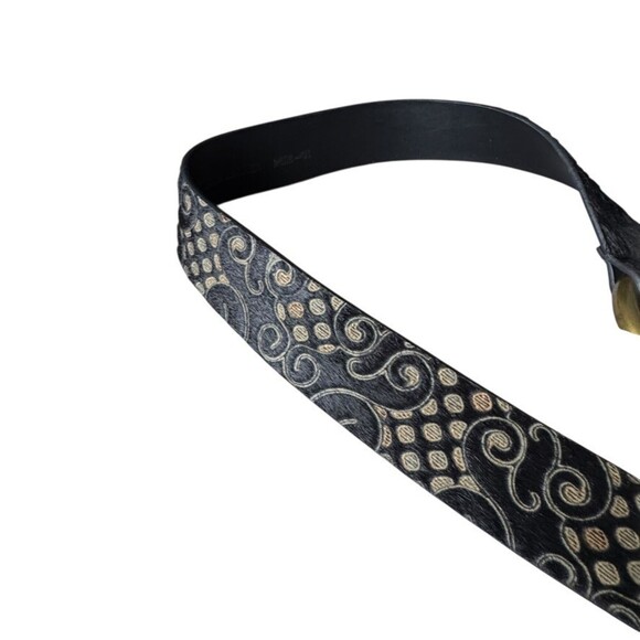 WCM New York Black Calf Hair Leather Paisley O-Ring Tie Waist Belt Size Small main image 8